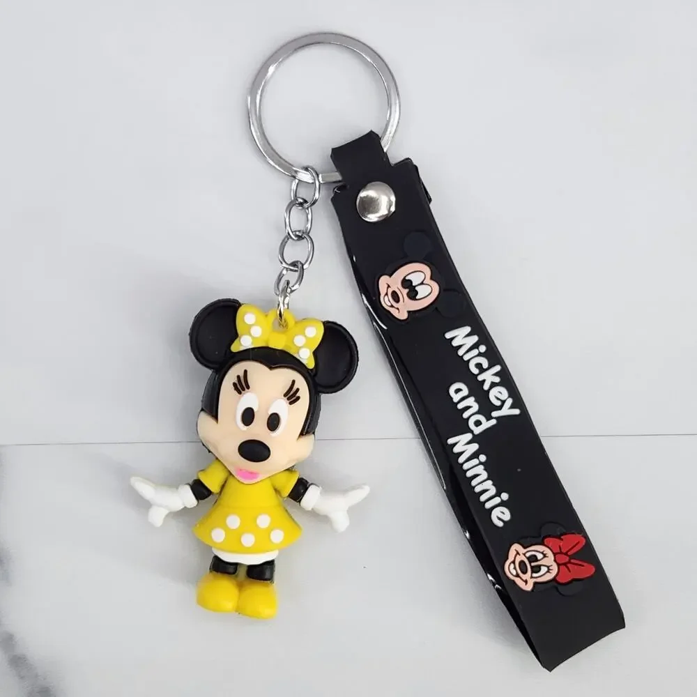 Disney's Minnie Mouse 3D Figure Keychain & Strap Bag Charm PVC Silicone Yellow